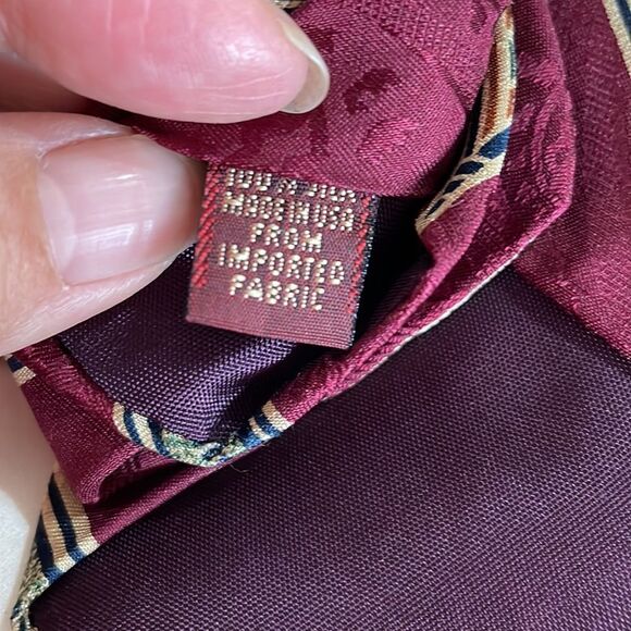Vtg 90s Chaps Ralph Lauren maroon silk tie - Picture 5 of 5